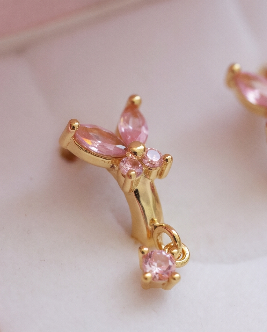 Butterfly Sparkle Huggies Kids Earrings 18 K Gold Plated