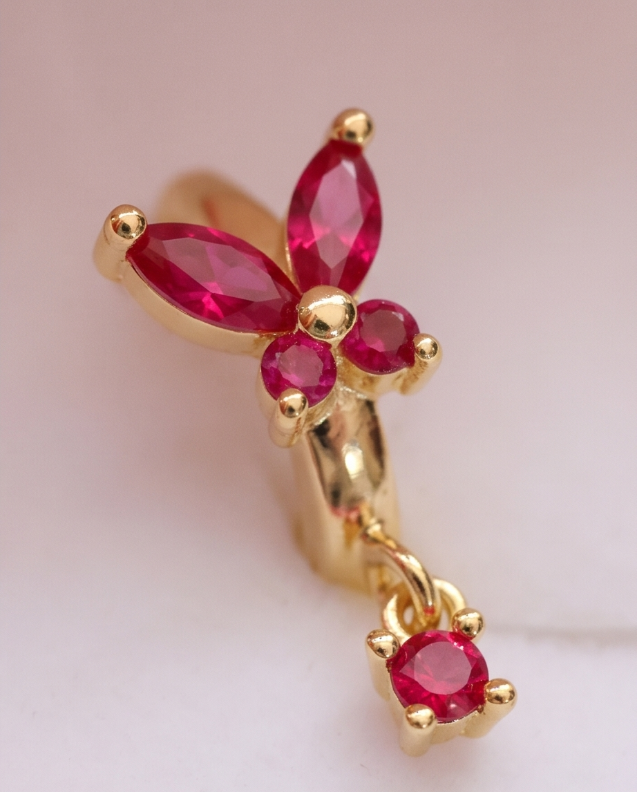 Butterfly Sparkle Huggies Kids Earrings 18 K Gold Plated