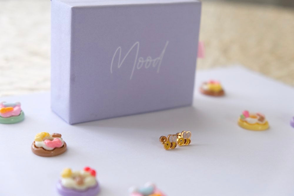 Kids Bee Earring Stud 14k Gold Plated 