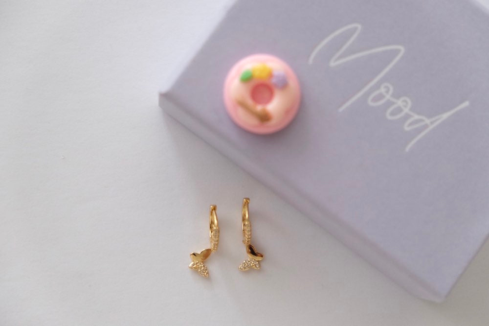Kids Butterfly Hoop Earring  18 k Gold Plated 
