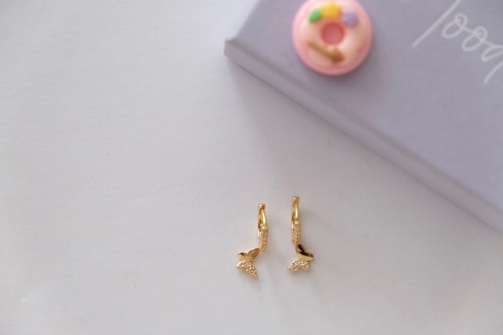 Kids Butterfly  Hoop Earring  18 k Gold Plated 
