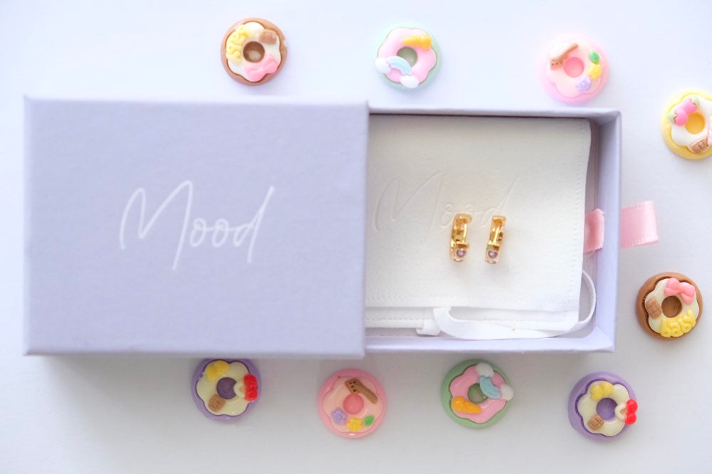 Kids Purple love heart  Hoop Earring  18 k Gold Plated