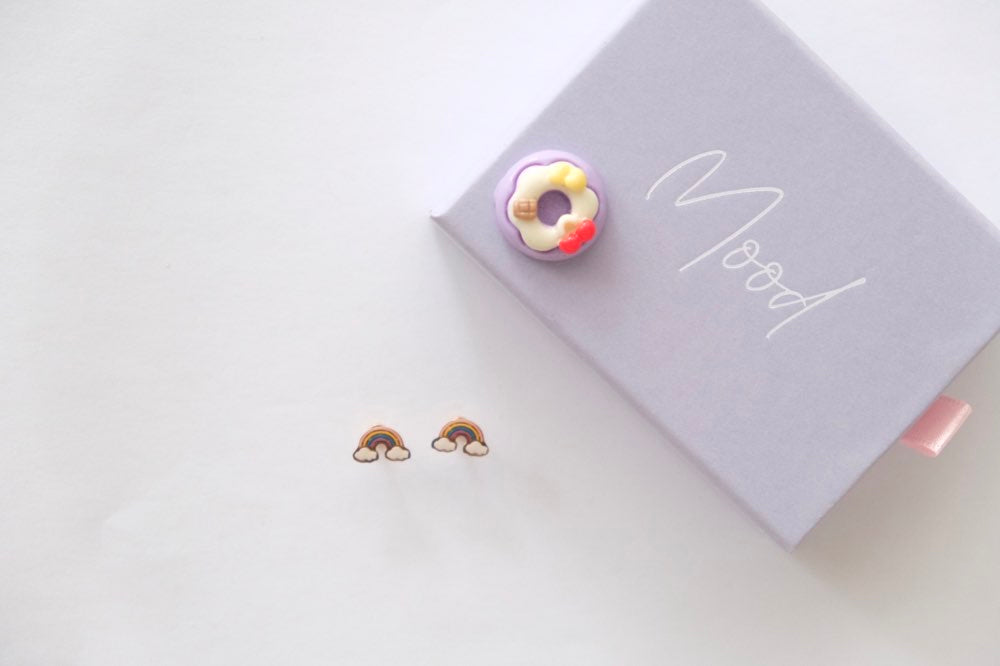 Kids Rainbow Earring Stud 14k Gold Plated