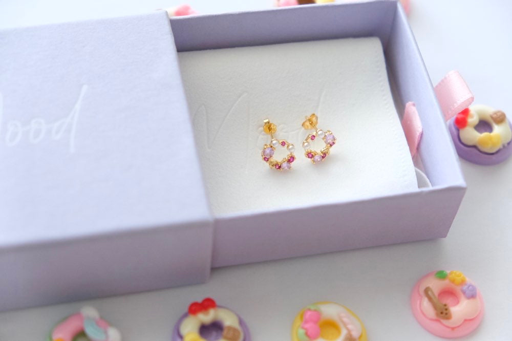 Kids Round Stones Earring  18 k Gold Plated