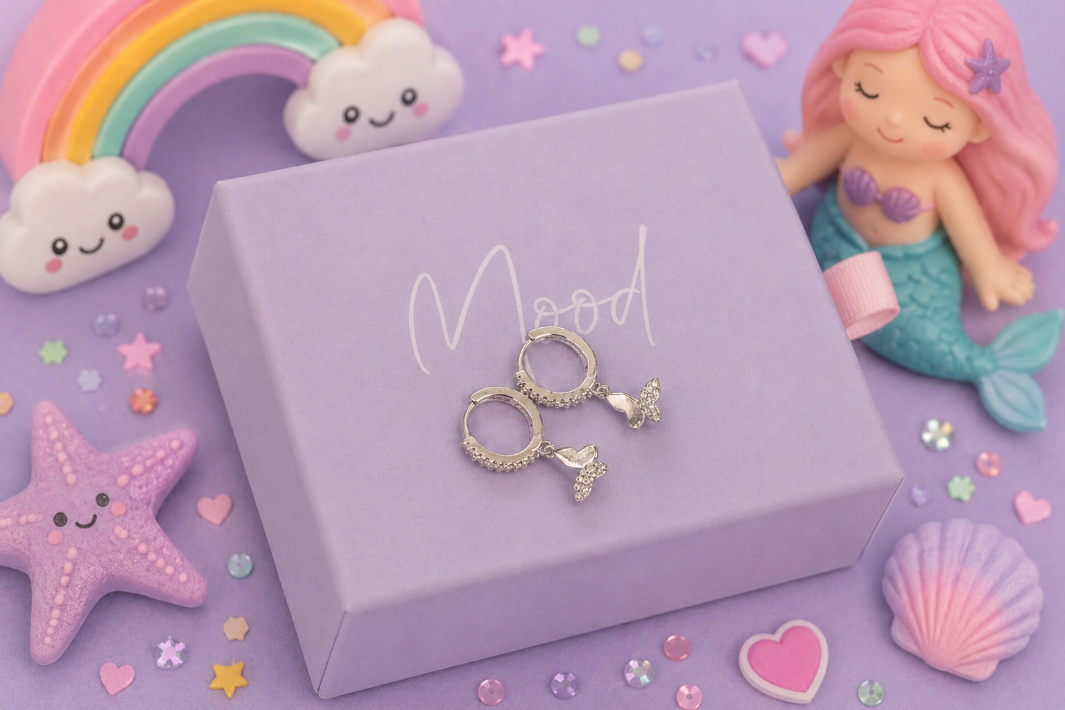 A pair of silver-toned double-ring kids earrings 